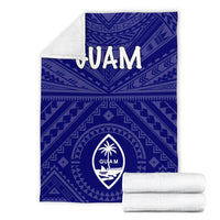 Guam Premium Blanket - Guam Seal With Polynesian Tattoo Style (Blue) - Polynesian Pride