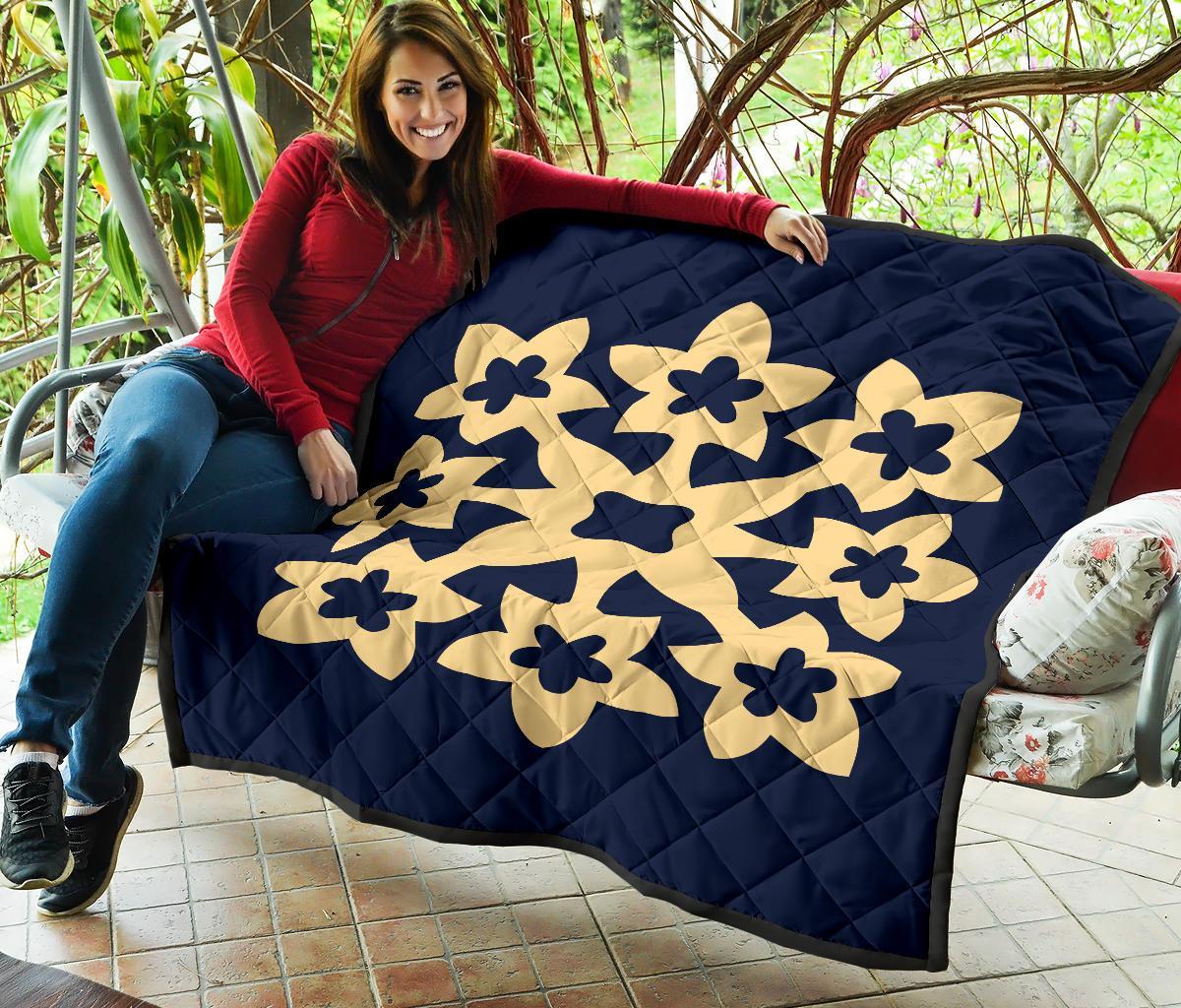 Hawaiian Premium Quilt Royal Pattern - Indigo - A1 Style - Polynesian Pride
