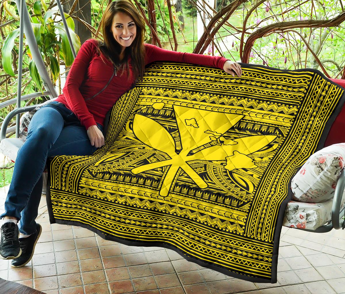 Hawaii Polynesian Kanaka Maoli Premium Quilt Yellow - Polynesian Pride