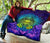 Hawaii Polynesian Premium Quilt - Hawaiian Green Yellow Tiki Face (Purple) - Polynesian Pride