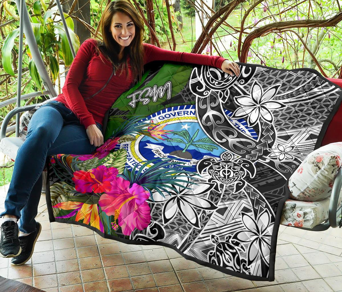 Federated States of Micronesia Premium Quilt - Turtle Plumeria Banana Leaf - Polynesian Pride