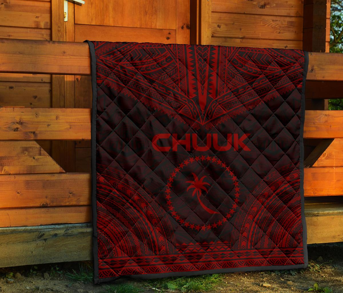 Chuuk Premium Quilt - Chuuk Flag Polynesian Chief Red Version - Polynesian Pride