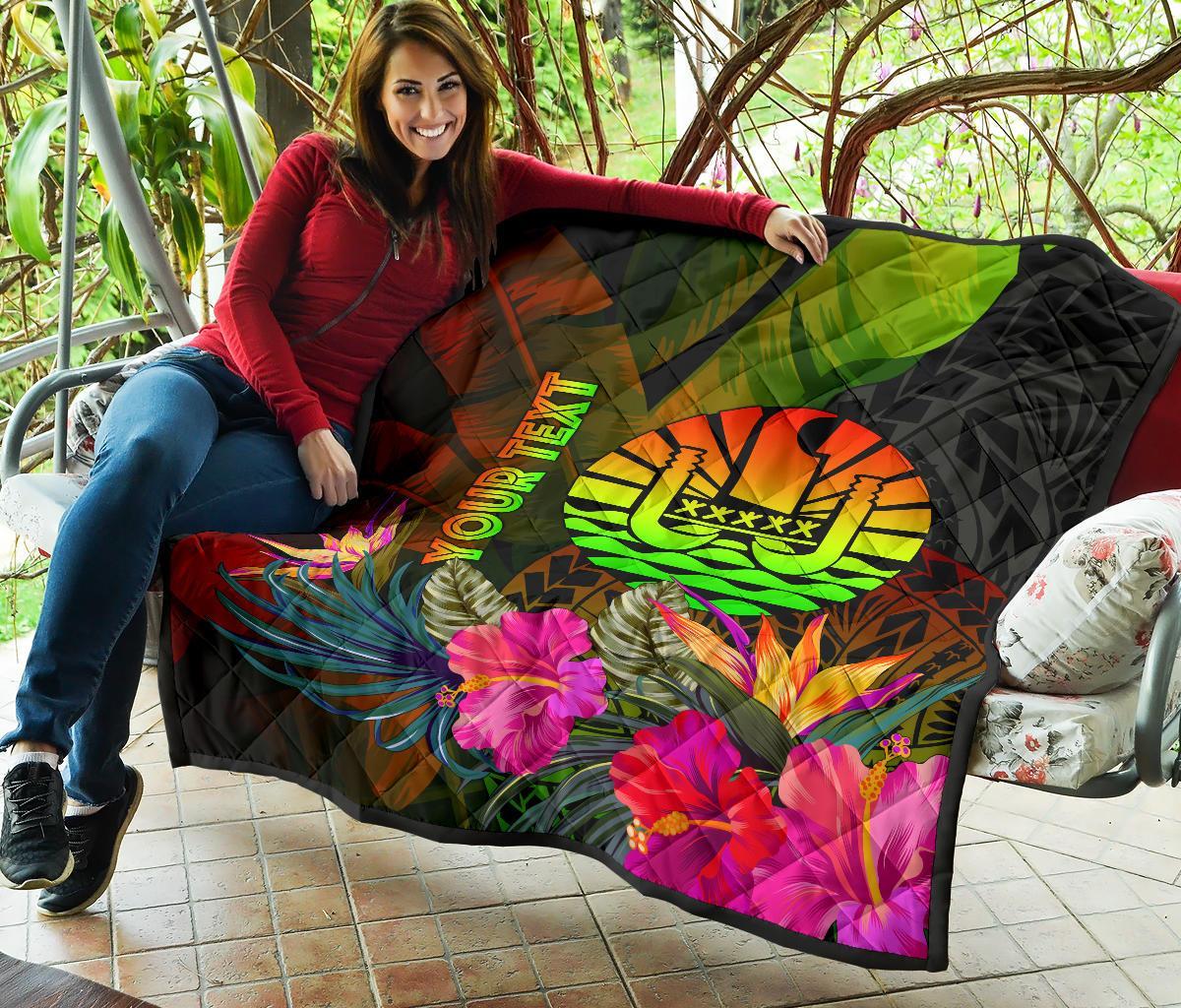 Tahiti Polynesian Personalised Premium Quilt - Hibiscus and Banana Leaves - Polynesian Pride