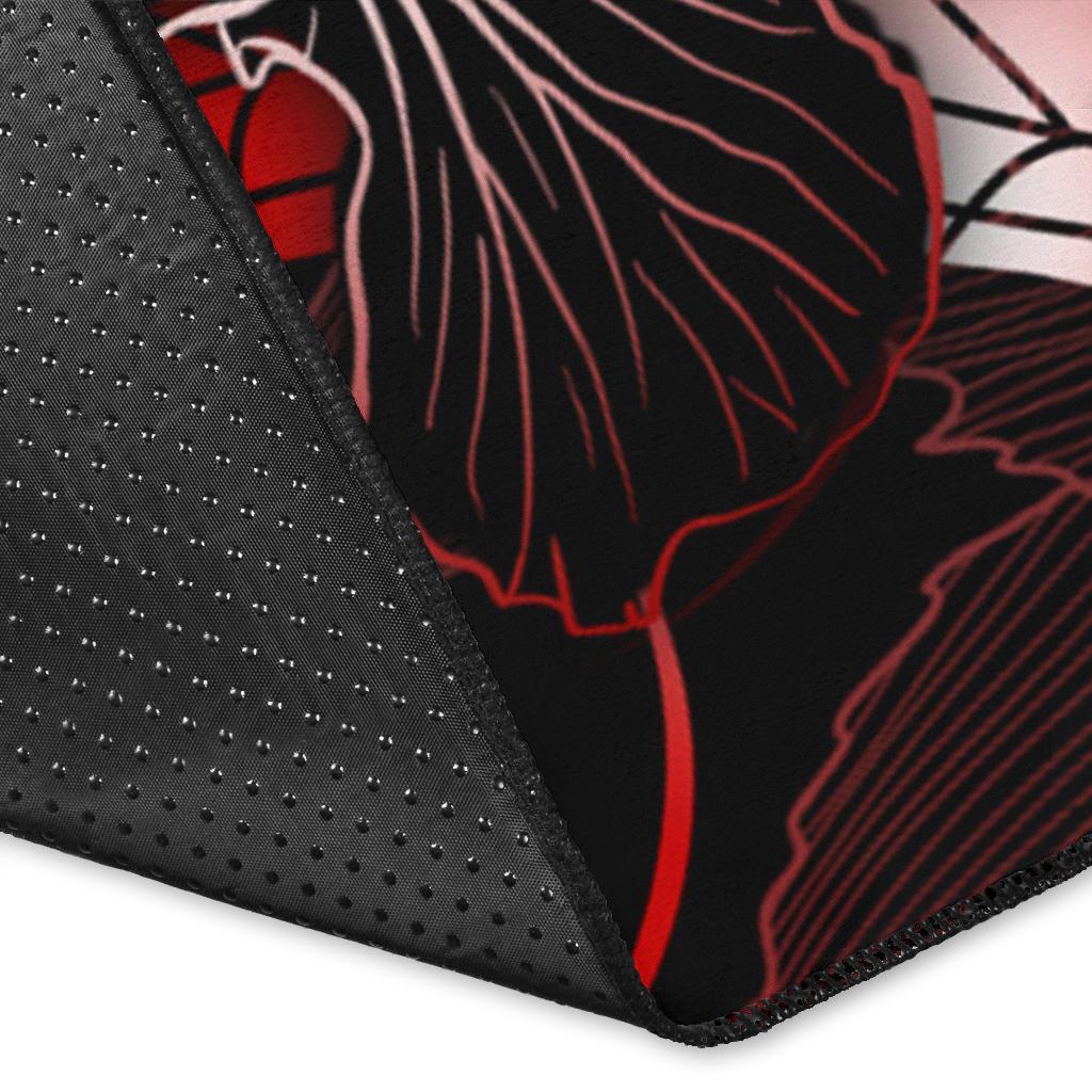 Kosrae Polynesian Area Rugs - Turtle With Blooming Hibiscus Red - Polynesian Pride