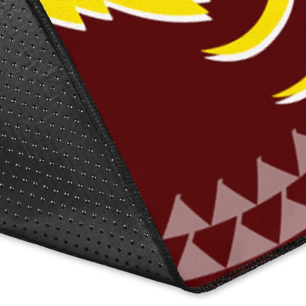 Papua New Guinea Personalised Area Rug - Flag With Polynesian Patterns (Red) - Polynesian Pride