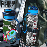 Guam Hydro Tracking Bottle White - Turtle Plumeria Banana Leaf - Polynesian Pride
