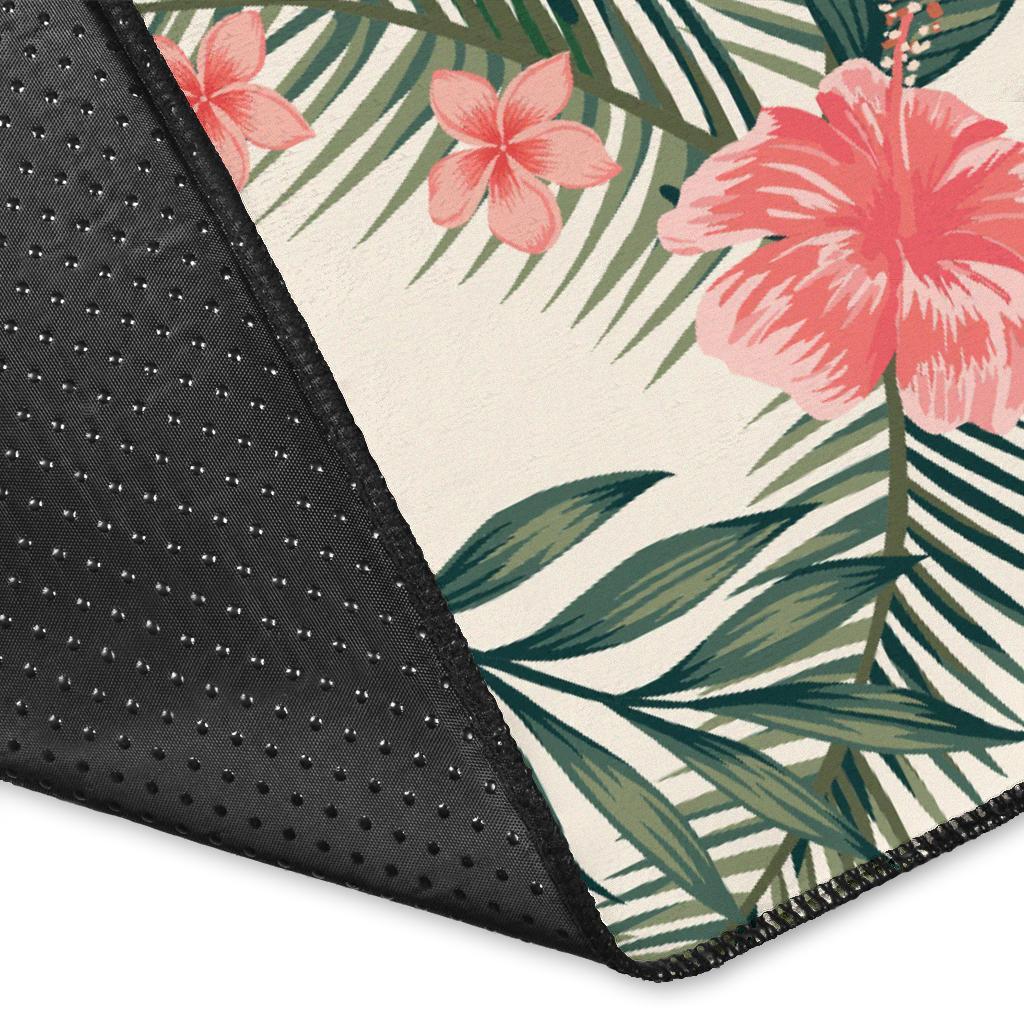 Hibiscus Plumeria Tropical Red Rug - Polynesian Pride