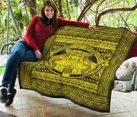 Hawaii Polynesian Pele Kanaka Premium Quilt Yellow - Polynesian Pride
