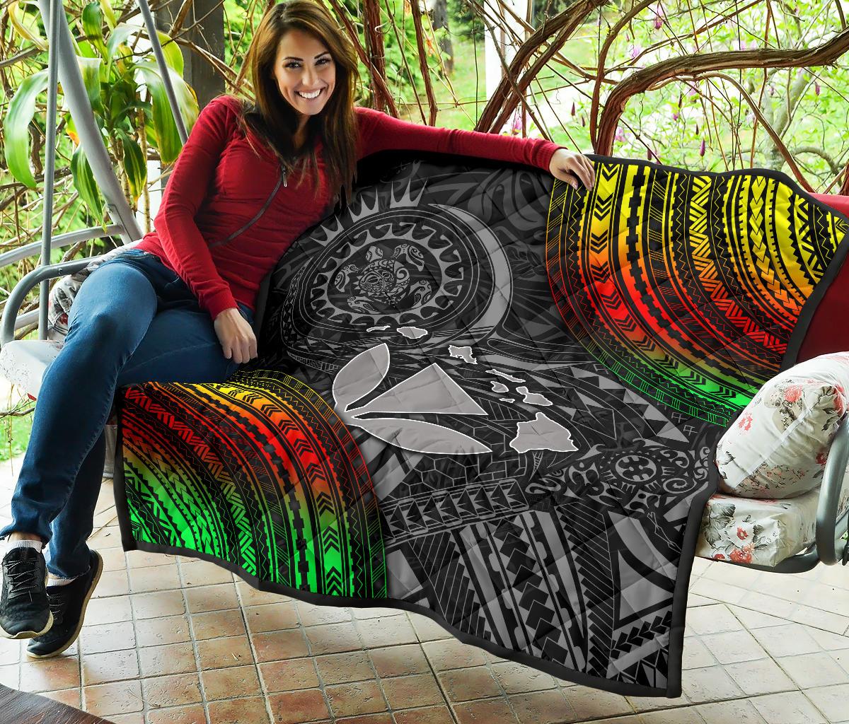 Hawaii Polynesian Premium Quilt - Kanaka Maoli Hawaiian Map - Polynesian Pride