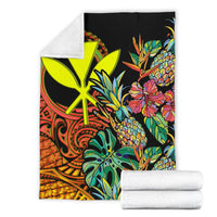 Polynesian Hawaii Premium Blanket - Pineapple Hibiscus - Polynesian Pride