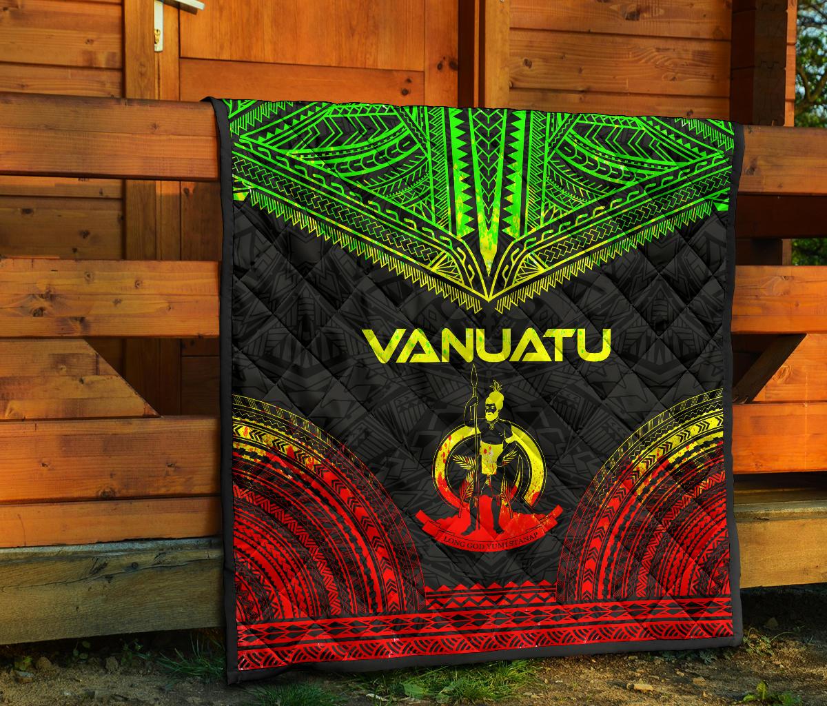Vanuatu Premium Quilt - Vanuatu Coat Of Arms Polynesian Chief Reggae Version - Polynesian Pride