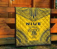 Niue Premium Quilt - Niue Seal Polynesian Chief Yellow Version - Polynesian Pride