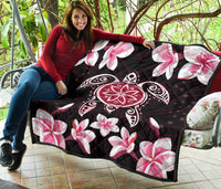 Hawaiian Pinky Turtle Plumeria Quilt - Polynesian Pride
