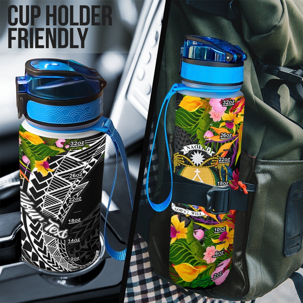 Nauru Custom Personalised Hydro Tracking Bottle - Seal Spiral Polynesian Patterns - Polynesian Pride