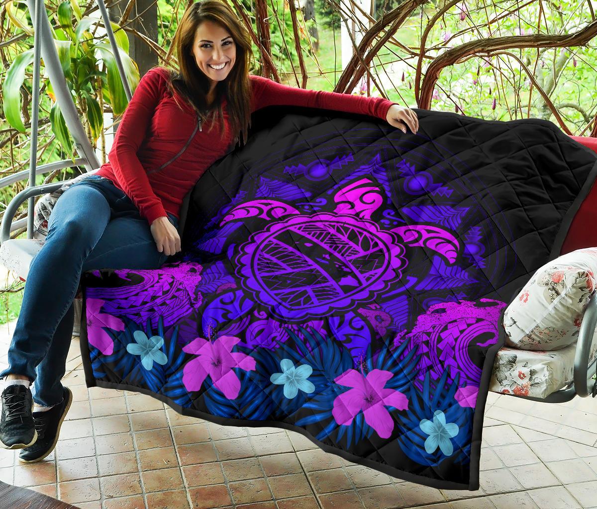 Hawaii Turtle Polynesian Blue Premium Quilt - Kuly Style - Polynesian Pride