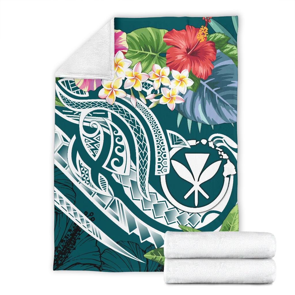 Polynesian Hawaii Kanaka Maoli Premium Blanket - Summer Plumeria - Polynesian Pride
