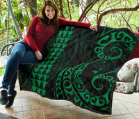 Hawaii Kakau Green Polynesian Premium Quilt - Polynesian Pride