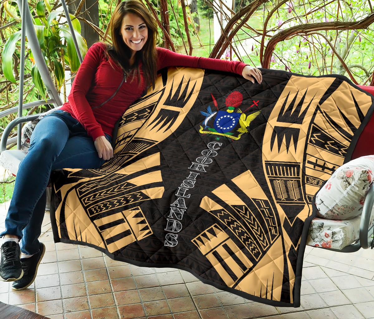 Cook Islands Premium Quilt - Cook Islands Polynesian Gold Tattoo - Polynesian Pride