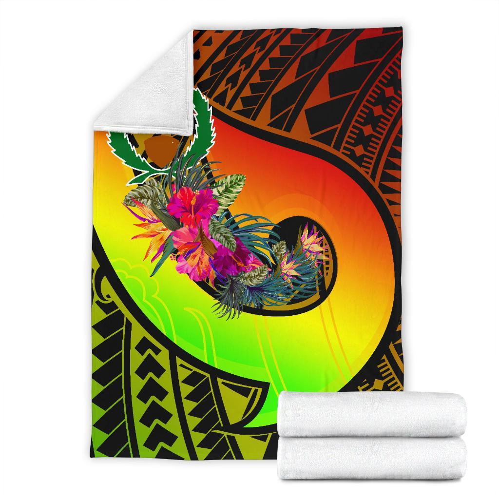Pohnpei Premium Blanket - Polynesian Hook And Hibiscus (Raggae) - Polynesian Pride