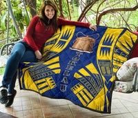 Tokelau Premium Quilt - Tokelau Coat Of Arms Polynesian Yellow Tattoo - Polynesian Pride
