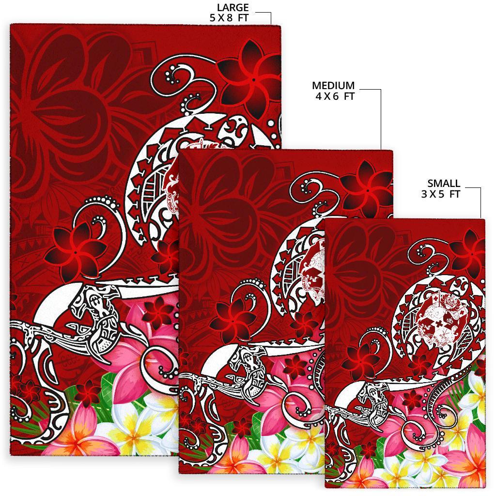 Tonga Area Rug - Turtle Plumeria (Red) - Polynesian Pride