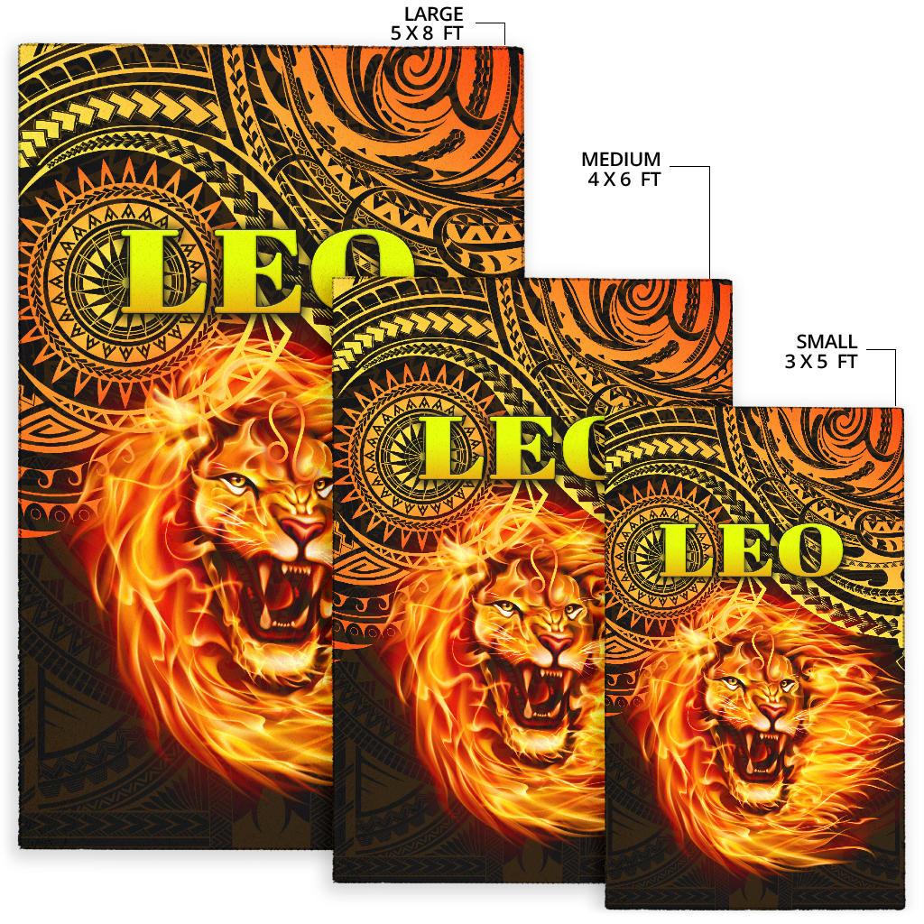 Sun In Leo Zodiac Area Rug Polynesian Tattoo Unique Vibes - Polynesian Pride
