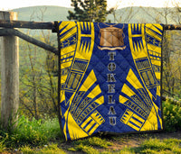 Tokelau Premium Quilt - Tokelau Coat Of Arms Polynesian Yellow Tattoo - Polynesian Pride