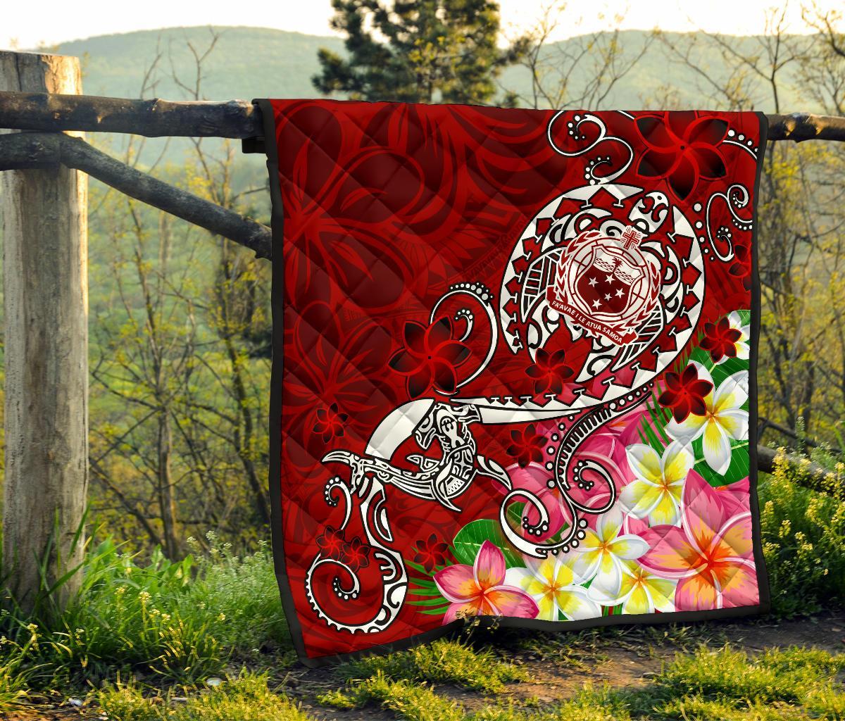 Samoa Premium Quilt - Turtle Plumeria (Red) - Polynesian Pride