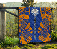 Marshall Islands Premium Quilt - Marshall Islands Seal Polynesian Orange Tattoo - Polynesian Pride