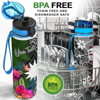 Nauru Custom Personalised Hydro Tracking Bottle - Turtle Plumeria Banana Leaf - Polynesian Pride