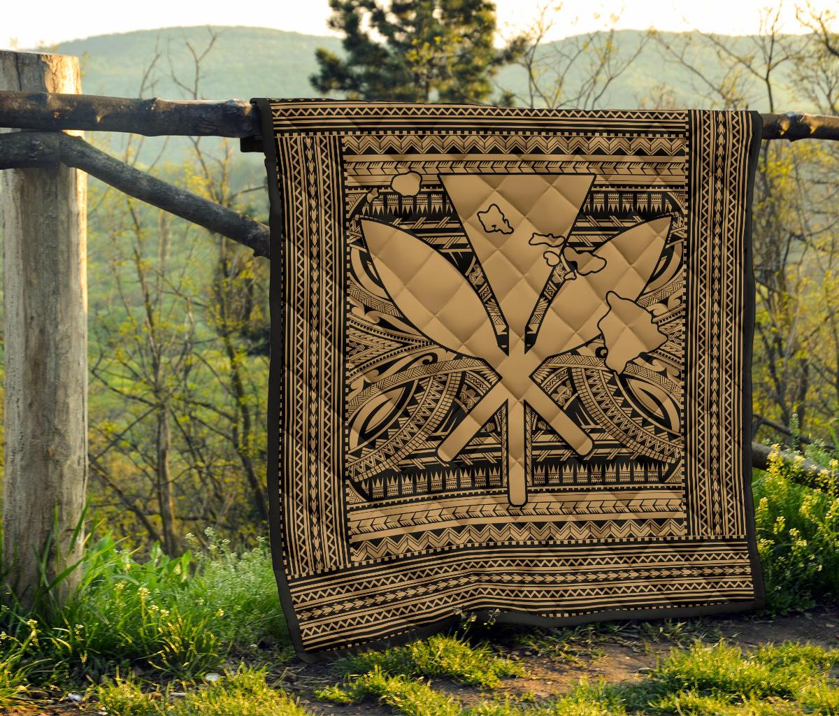 Hawaii Polynesian Kanaka Maoli Premium Quilt Gold - Polynesian Pride