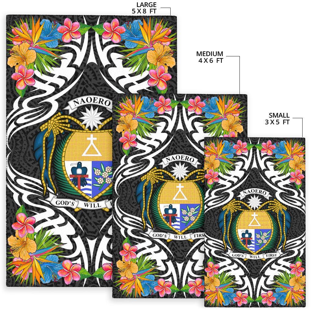 Nauru Area Rug - Coat OfArmsWith Tropical Flowers - Polynesian Pride