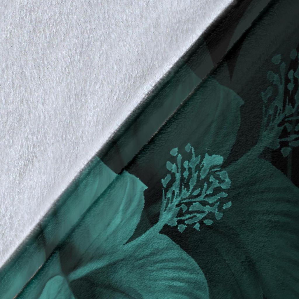Hawaii Hibiscus Map Polynesian Ancient Turquoise Premium Blanket - Polynesian Pride