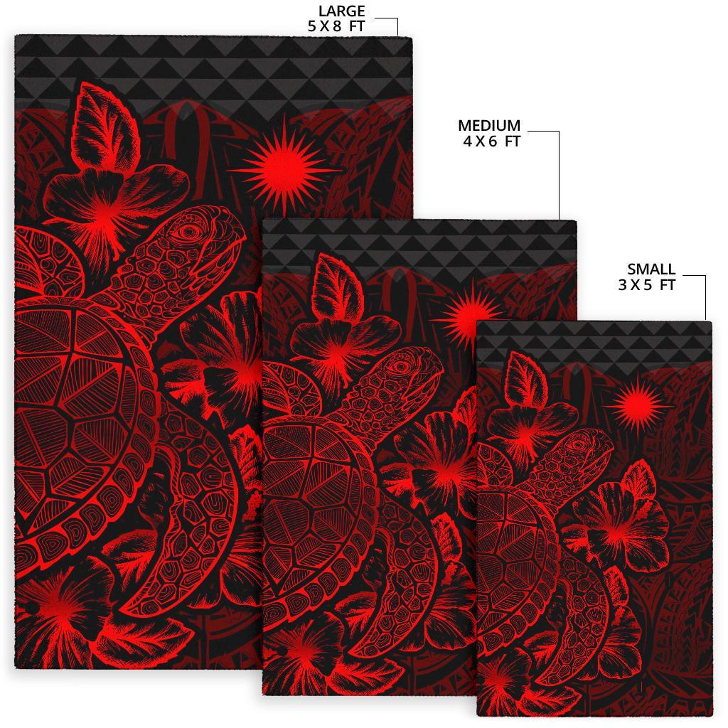 Marshall Islands Area Rugs Turtle Hibiscus Red - Polynesian Pride