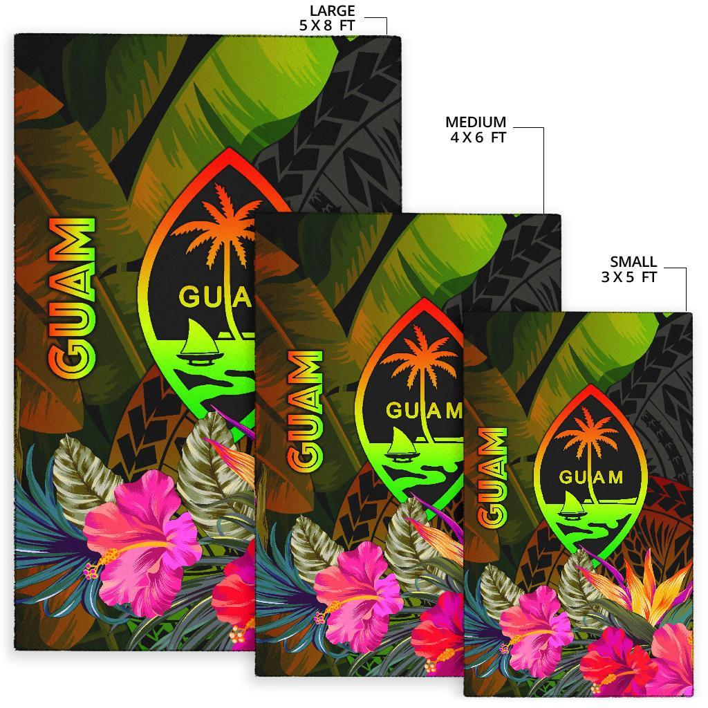 Guam Polynesian Area Rug - Hibiscus and Banana Leaves - Polynesian Pride