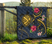 Hawaii Polynesian Turtle Hibiscus Plumeria Premium Quilt - Nane Style - Polynesian Pride