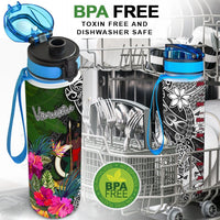 Vanuatu Hydro Tracking Bottle - Turtle Plumeria Banana Leaf - Polynesian Pride