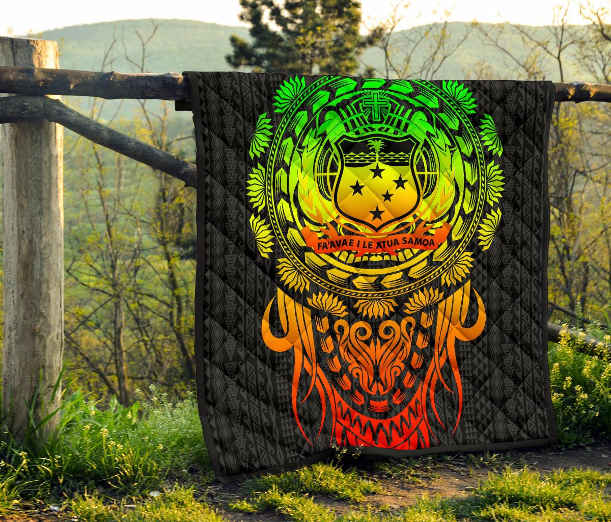 Samoa Polynesian Premium Quilt - Tattoo Pattern With Seal - Polynesian Pride