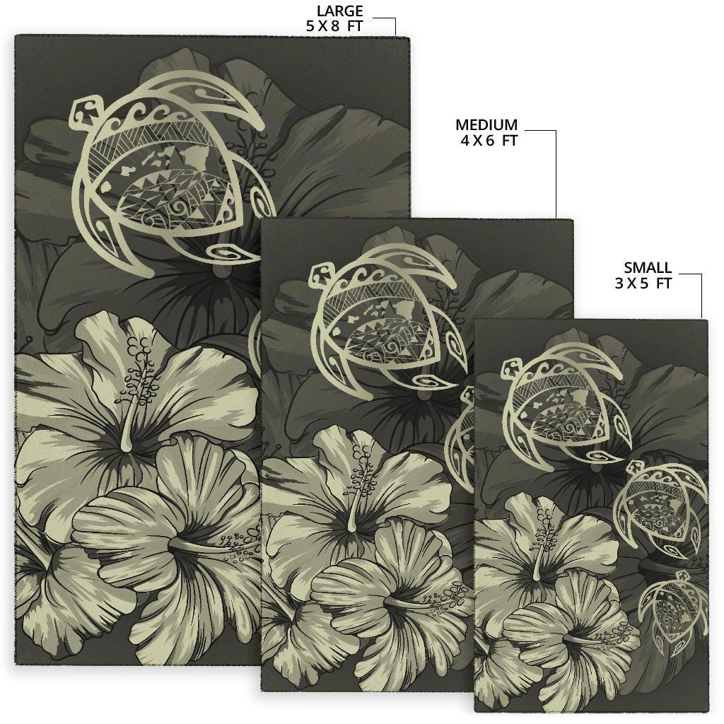 Hawaiian Map Hibiscus Flowers Vintage Polynesian Rug AH - Polynesian Pride