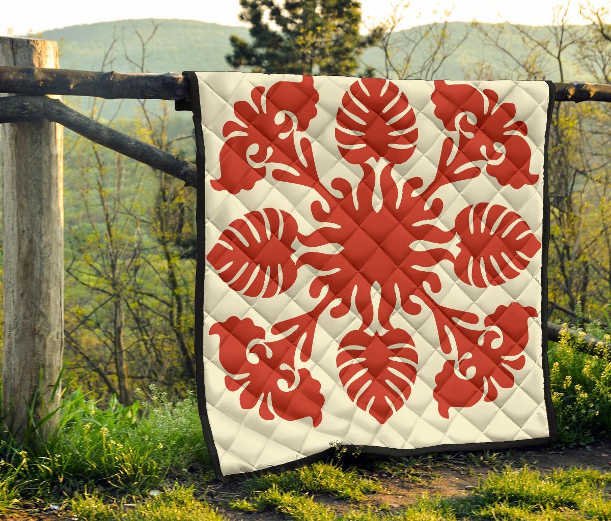 Hawaiian Kalo Pattern Premium Quilt - Green - Argu Style - AH - Polynesian Pride