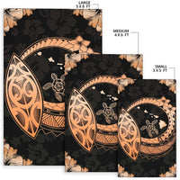 Hawaii Turtle Hibiscus Corner Map Polynesian Area Rug AH - Polynesian Pride