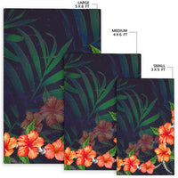 Hibiscus Palm Background Area Rug AH - Polynesian Pride