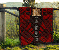 Tokelau Premium Quilt - Tokelau Coat Of Arms Polynesian Red Tattoo - Polynesian Pride