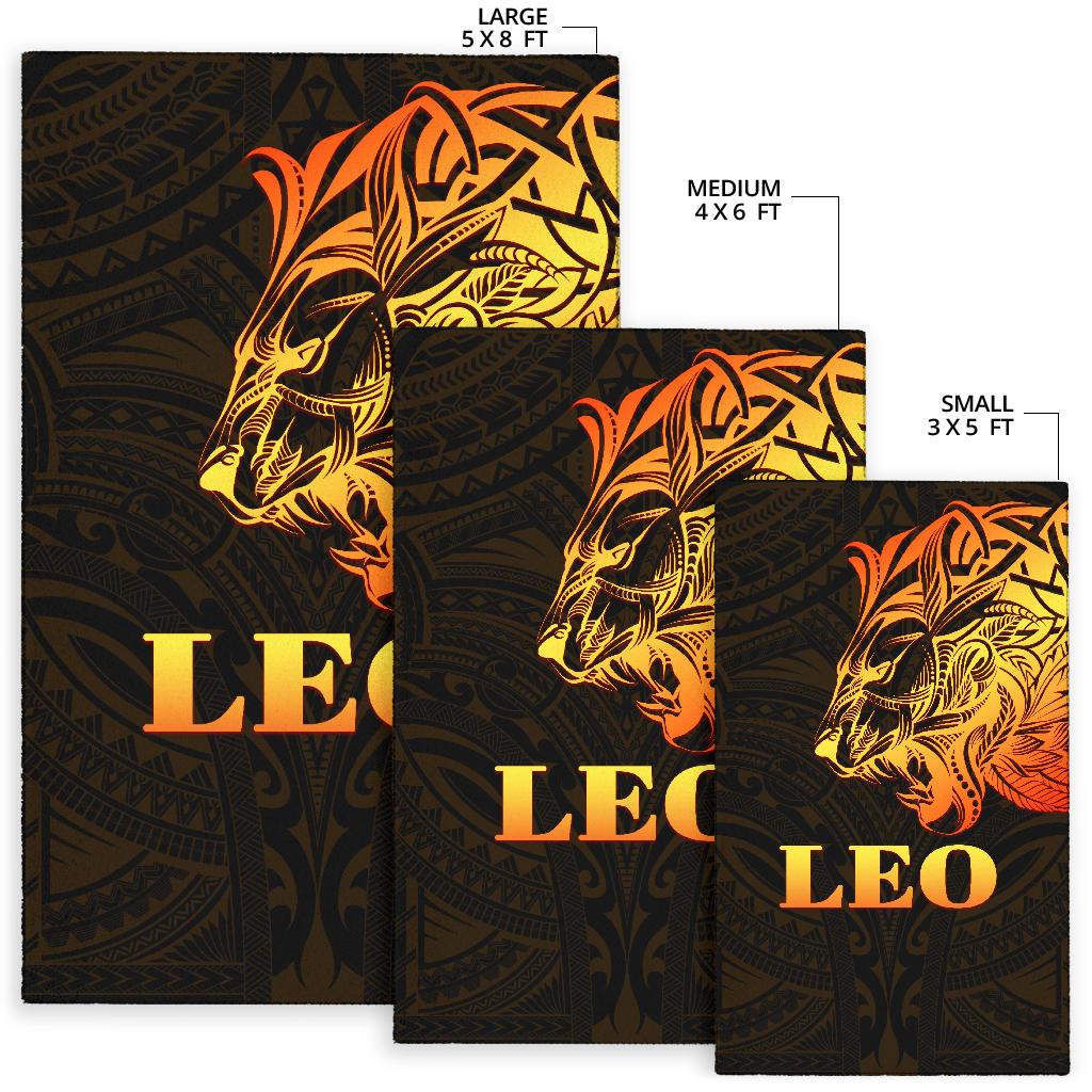 Sun In Leo Zodiac Area Rug Polynesian Tattoo Simple - Orange Black - Polynesian Pride