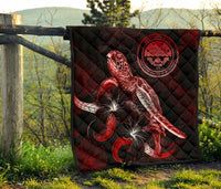 Federated States of Micronesia Polynesian Premium Quilt - Turtle With Blooming Hibiscus Red - Polynesian Pride