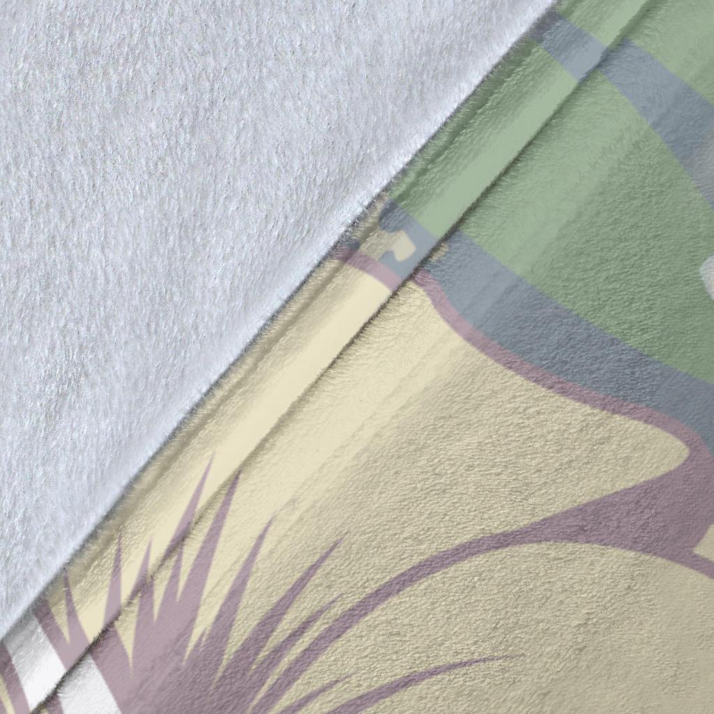 Hawaii Turtle Shark Hibiscus Premium Blanket - Beige - LH Style - Polynesian Pride