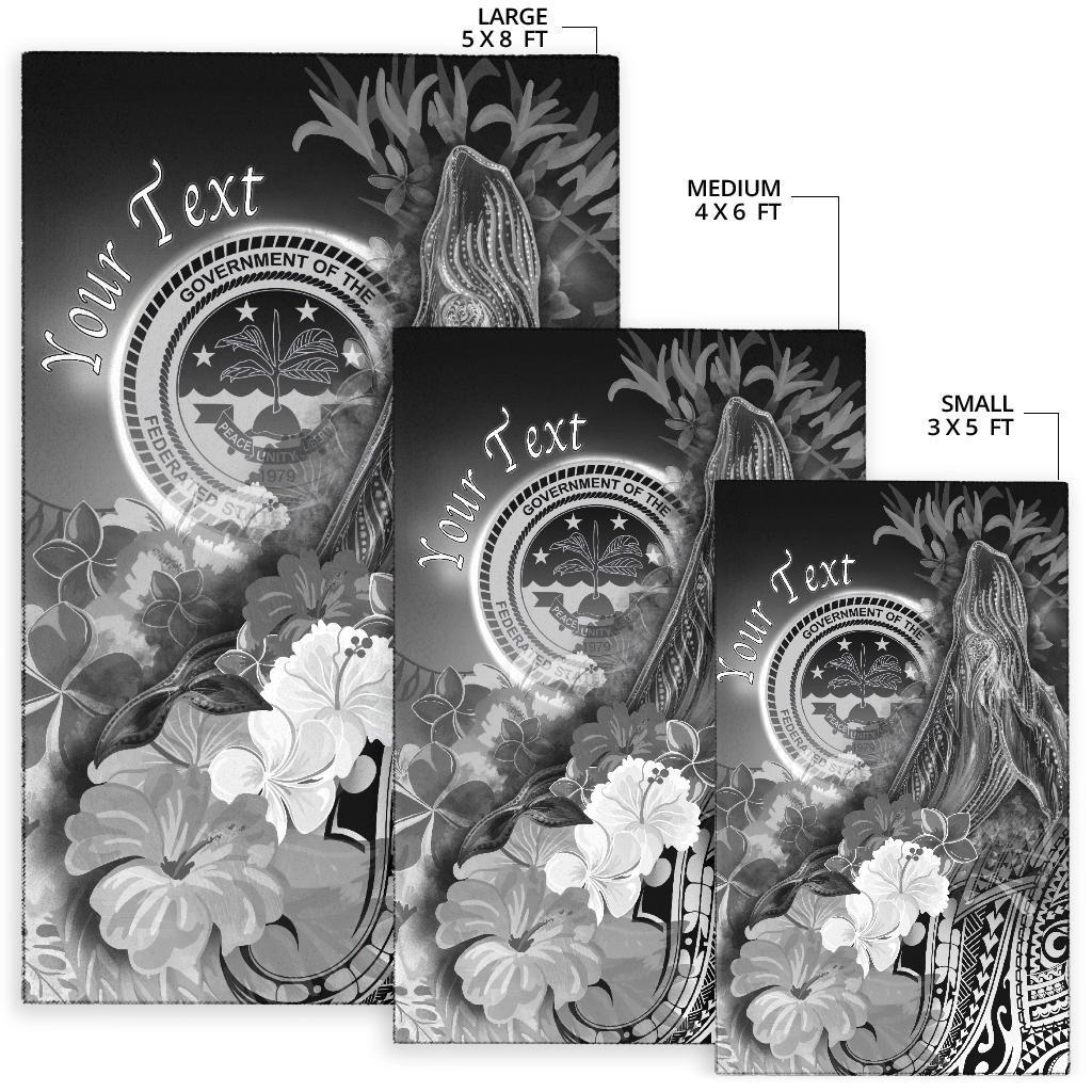 Federated States of Micronesia Custom Personalised Area Rug - Humpback Whale with Tropical Flowers (White) - Polynesian Pride