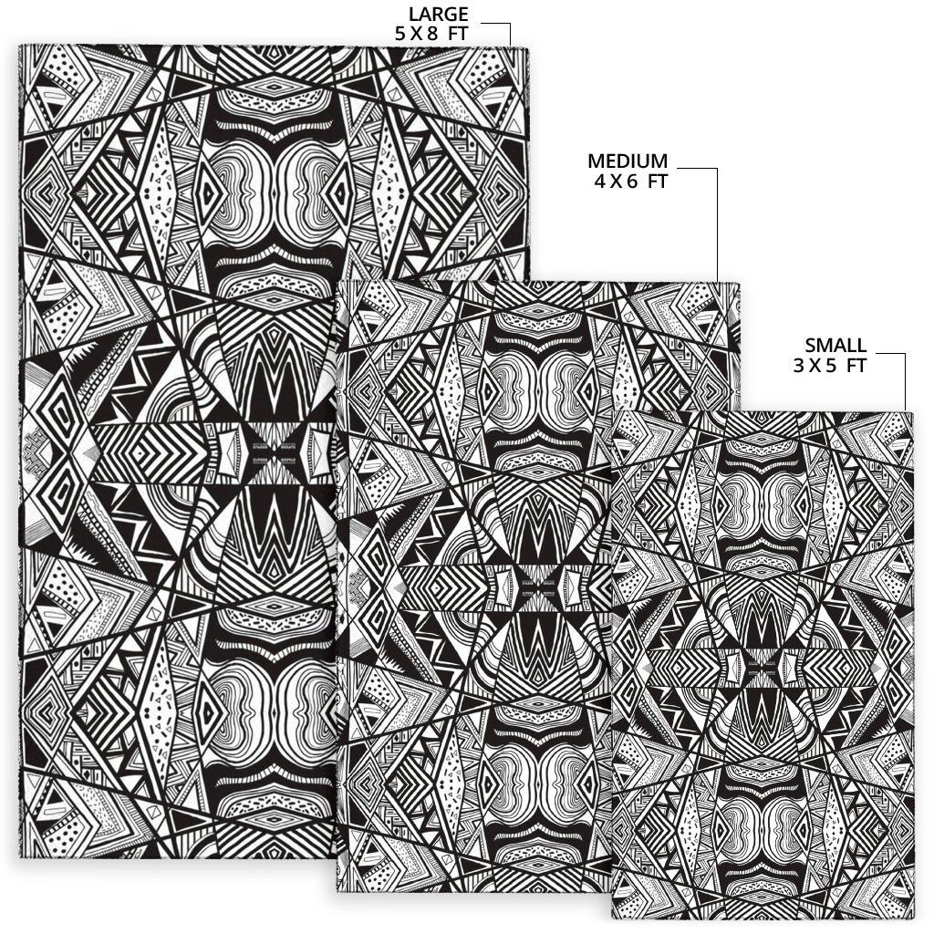 Polynesian Black And White Area Rug - Polynesian Pride