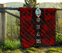 Guam Premium Quilt - Guam Coat Of Arms Polynesian Red Tattoo - Polynesian Pride