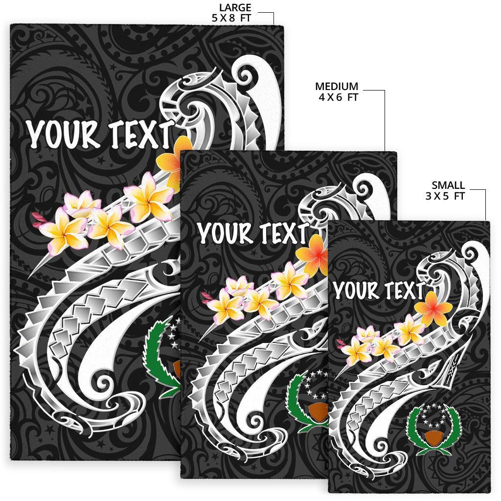 Pohnpei Custom Personalised Area Rug - Pohnpei Seal Polynesian Patterns Plumeria (Black) - Polynesian Pride
